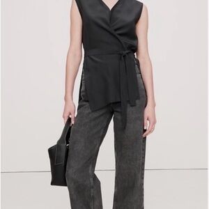 Banana Republic 100% Signature Black Wrap Top